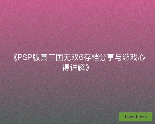 《PSP版真三国无双6存档分享与游戏心得详解》